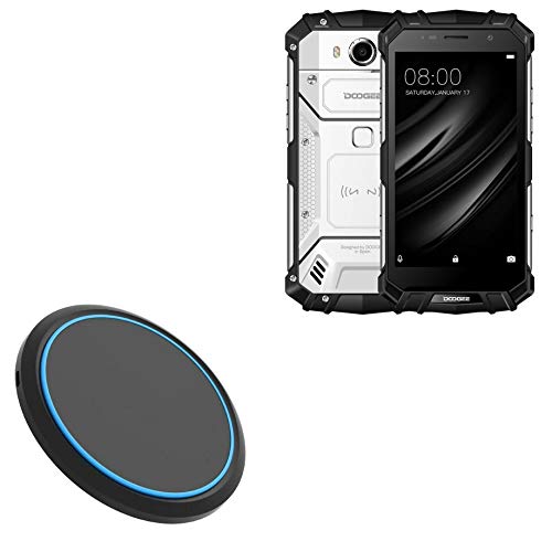 Doogee S60 Lite Charger, BoxWave [SwiftCharge PowerDisc Wireless Charger (15W) with Wireless Chargers That Require QC3.0 Charger] Qi Wireless 15W Circular Desktop Charger - Jet Black