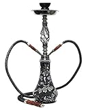 GStar 18' Deluxe 2 Hose Hookah with Optional Carrying Case (Raven Black Rose)