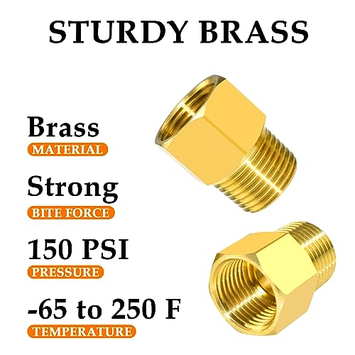 Sdtc Tech H-BRASS-12F-14M-2 2-Pack Brass Pipe Fitting 1/4 Inch Npt Thread Male To 1/2 Inch Npt Thread Female Reducer Adapter thumb #3