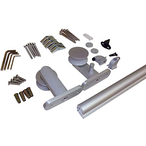 Richelieu Hardware 2460202ALPVC 78 3/4 in (2000 mm) Sliding Barn Door Hardware Kit, Decorative Visible, Urban Collection, Aluminum Rail System