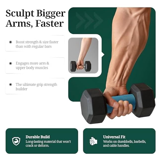 Tribus Thick Grips for Barbells Dumbbells | Thick Dumbbell Grips | Extreme Arms & Forearms Builder - Grip Strength