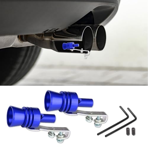 deemars 2PCS Silbato Turbo Universal de Aleación de Aluminio, Silbato de Tubo de Escape con Sonido Turbo, Accesorios de Coche Silenciador de Escape de Sonido Adecuado para Los Coches (Azul)