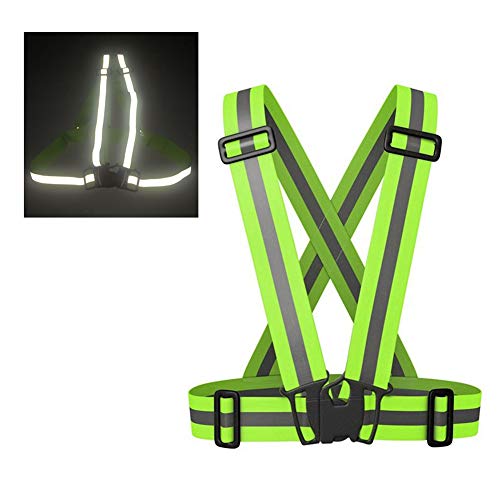 Cinto reflexivo, roupa de alta visibilidade colete elástico reflexivo, para ciclismo noturno(Verde f