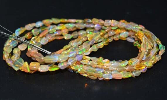 Opale d'Éthiopie naturelle en perles de 16 pouces pour sublimer vos tenues bohèmes chic au quotidien