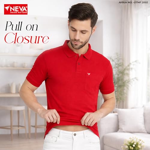 Image of NEVA Men's Regular Fit Half Sleeve Polo Neck T-Shirt with Chest Pocket