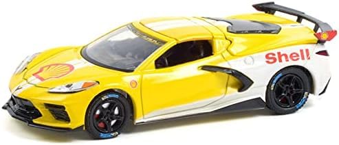 2021 Chevy Corvette C8 Stingray Coupe Yellow and White Running on Empty Series 13 1/64 Diecast Model Car by Greenlight 41130E