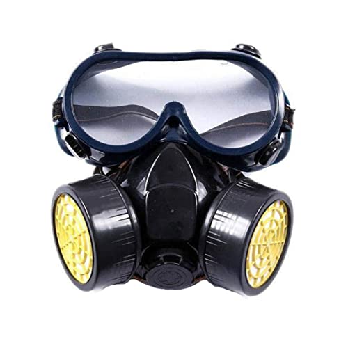 Veesper Set di coperture per mezzo facciale riutilizzabile con occhiali e filtri protettivi, respiratore industriale a prova di polvere per sicurezza e protezione
