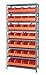 Quantum 1275-423OR Shelving Unit, 12"D x 36"L x 75"H, Carbon Steel, Galvanized with Orange Bins