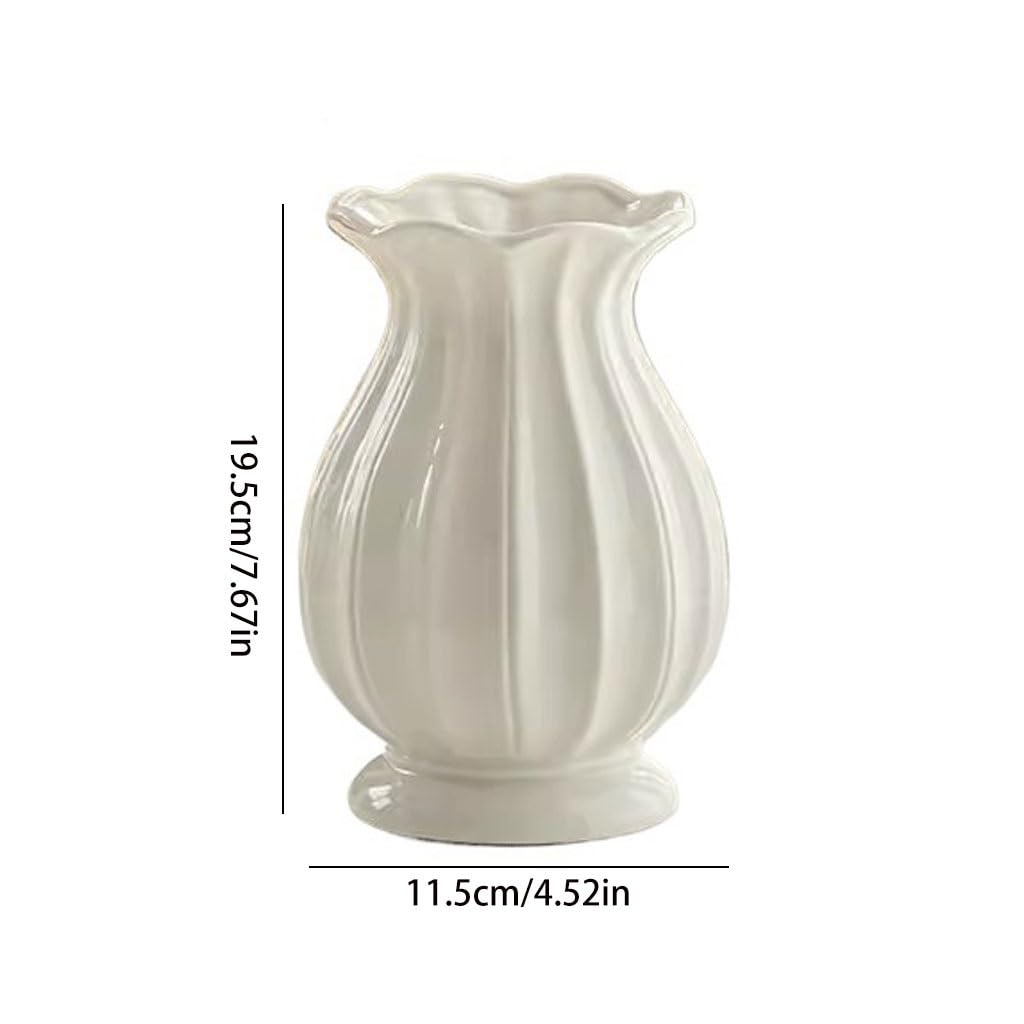 Vaso Ornamenti For Vasi In Ceramica Retrò Bianco Crema, Soggiorno, Ingresso, Composizione Floreale, Ornamenti For Dispositivi Floreali Idroponici Vaso In Ceramica(B)