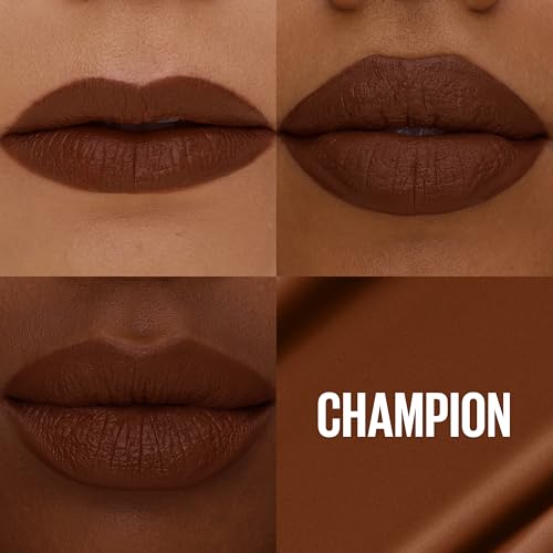 Image of MAYBELLINE Super Stay Matte Ink Liquid Lipstick Makeup, Long Lasting High Impact Color, Up to 16H Wear, Champion (Intense Cool Brown)