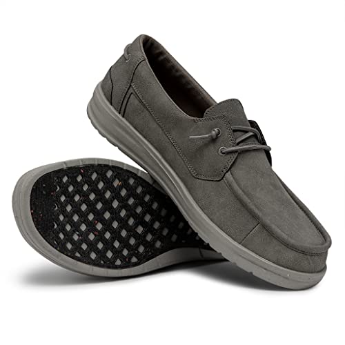 Image of HEYDUDE Unisex Welsh Slip On Loafers | Speckled Rubber Sole | Fabric Upper, Fabric Lining, Stitched Moc Toe, Lace Detail