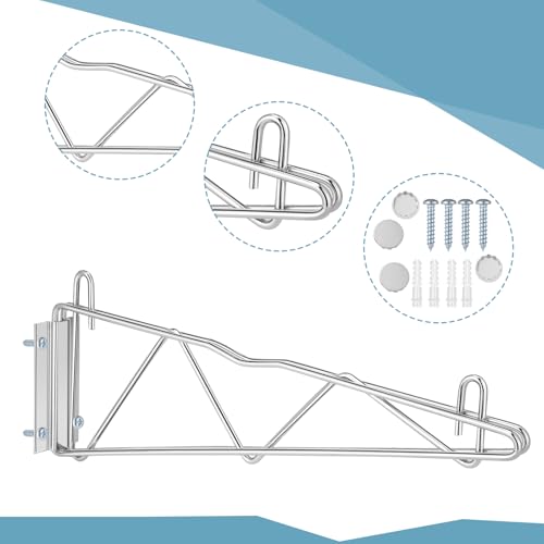 Supports d'étagère murale 45,7 cm lot de 2 chromé argenté pour rangement - 4