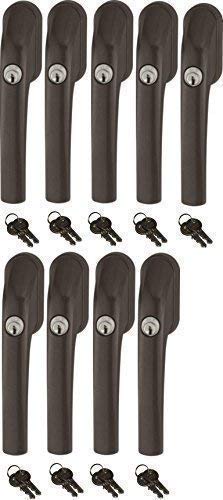 Abus FG300 abschließbarer Fenstergriff, braun, im Set 9 Stück alle gleichschließend mit insgesamt 18 Schlüssel