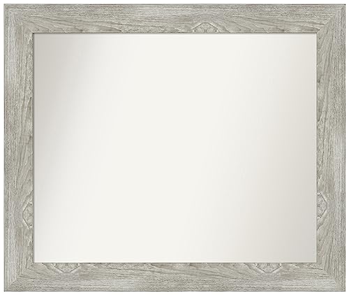 Amanti Art Grey Bathroom Mirror for Over Sink, 32x38 Custom