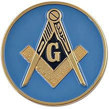 Square & Compass Round Masonic Auto Emblem - [Blue & Gold][3 Diameter]
