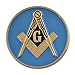 Square & Compass Round Masonic Blue & Gold Auto Emblem - 3" Diameter
