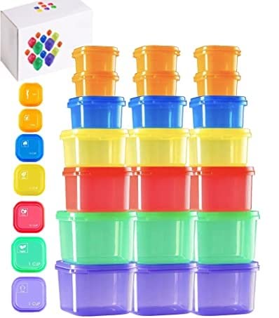 Portion Control Container Cups | for Weight Loss Fix (21 PC Set) | Diet Food Measuring Containers 21 Day Meal Weight Watchers Plan | Chart with E-Book