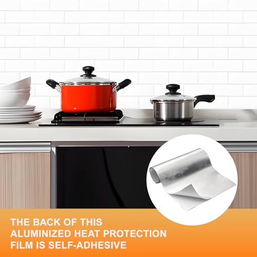 Hitzeschutzfolie Selbstklebend, Hitzeschutz Aluminium Glasfaser Platte, Isolierfolie Kleberücken Aluminisierte Praktische Hitzebeständige Folie für Schlauch und Automatische Verwendung, 30x300cm