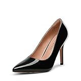 DREAM PAIRS Women's Closed Toe High Heels Dress Pointed Toe Wedding Pump Shoes,Size 10,Black/pat,Christian-New