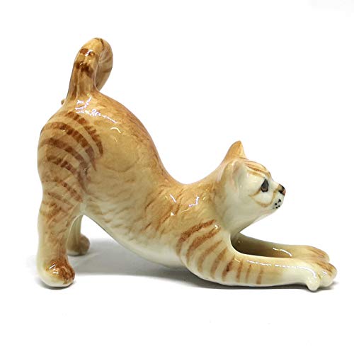 Figurine miniature en céramique chat marron pour remplacer le plastique sans charme - 3