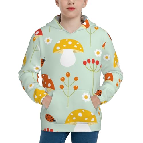 Mushroom Bee Kid Hoodies Boys Sweatshirts Girls Pullover with Pocket
