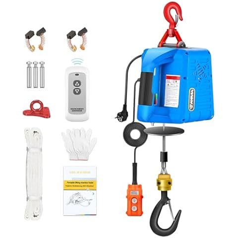 ANBULL Upgraded 3 in 1 Electric Hoist Winch 1100LBS, 1500W 110V Electric Winch with Wired and Wireless Remote Control, 25ft Lifting Height,Manganese Steel Gear,Galvanized Anti-Rotation Steel Rope Cover