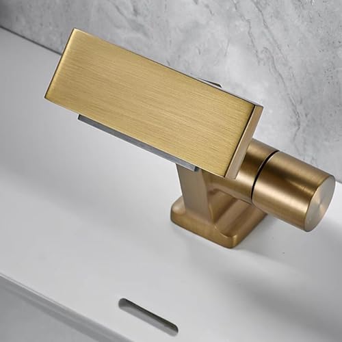 Grifo de lavabo cascada de latón macizo gris con acabado premium 3