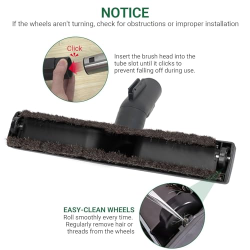 EZ SPARES Replacement of SBB Parquet Anti-Collision Smooth Floor Brush with Horsehair for Miele Vacuum Cleaner 35mm 1 3/8"