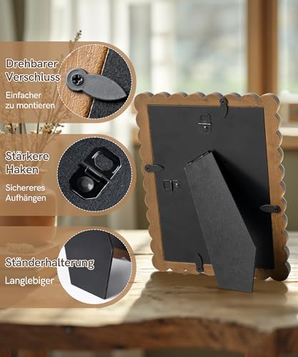 Afuly Bilderrahmen 13x18 Picture Frame Holz Fotorahmen mit holz Perlen Vintage Rustikal Picture Frames Wand Tablelle Dekor Dispaly Weihnachten Geburtstag Geschenk für mama Oma Family Eltern Freund
