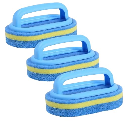 CBRPVT 3 Count Bathroom Cleaning Sponge Sponge Brush with Handle Lightweight Suitable for Kitchen and Bathroom Scrubbing Ceramic Glass Stainless Steel Stone Porcelain Melamine Wood Plastic