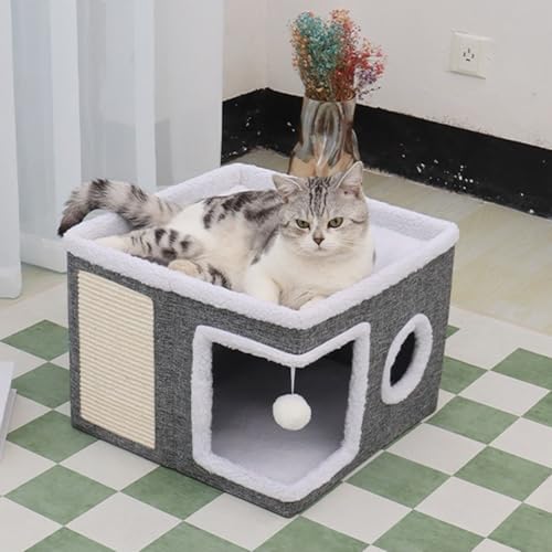 キャットハウス 猫小屋 防寒 犬小屋 室内 洗える 組み立て簡単 四季通用 折りたたみ式 二重層ペット 取り外し可能な 通気性 床ベッドドーム型 寒さ対策 かわいい 厚い冬 お手入れ小型犬ネコ用室内用