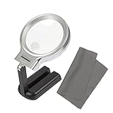 Magnifying Glass with Light - LED Lighted Folding Magnifier Stand for Reading, Maps, Small Print - 2.5x 4.5x Magnification, Includes Cleaning Cloth