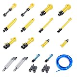 Pneumatik-Set, APKLVSR 19-teiliges Pneumatische mit 10 Arten von Pneumatikzylindern, MOC-Luftpumpenkolbendruckstangen,Pneumatik-Bausätze für Kranwagen/LKW-Bausteinmodellen