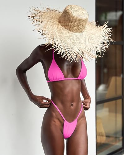 Image of XUNYU Thong Bikini Sets for Women - Brazilian Micro String Bikinis Sexy Two Piece Swimsuit Triangle Top Halter Bathing Suits