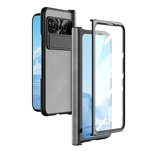 Étui en cuir Google Pixel Fold 2023 avec charnière magnétique et béquille noire