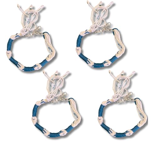 Sacred Jewish Tzitzit Bracelet Set - 4 Meticulously Hand-Woven Paracord Strings with Blue Thread & Steel Clasps - Meaningful Hebrew Prayer Ornaments for Spiritual Connection & Worship - Main Image