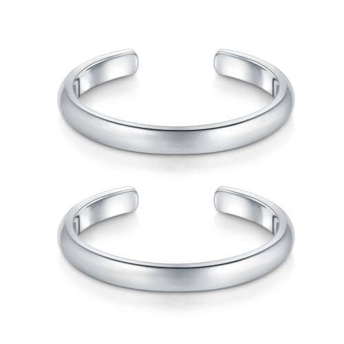 Image of BORUO Toe Rings, 925 Sterling Silver or Waterproof Gold Plated, 2-4mm | 925 Sterling Silver or Waterproof 14K Gold-Plated Stainless Steel Toe Rings in 2mm, 3mm, or 4mm Widths for Women.