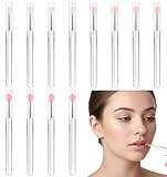 12Pcs Lip Mask Applicator, Small Silicone Lip Applicator Lips Balm Lipstick Gloss Brush Eyeshadow Brushes with Caps, Perfect for Makeup Beauty, Easy to Use & Carry, Multi-functional Tool