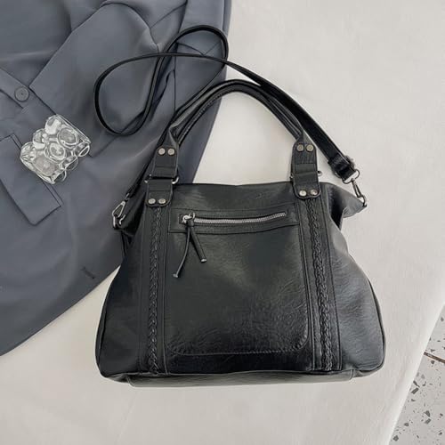 Leather Crossbody Bag for Women Large Tote Purse Top Handle Satchel Bag Retro Tote Shoulder Bag for Commuting Daily Use2