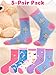 BliBliTaTa Girls Kids Socks Crew Socks 5 Pack Youth Cute Novelty Fun Cotton Seamless Toe Breathable Durable Fashion for 2-4,4-6,6-8,8-10,10-12,12-14 Years Old Medium Elephant Butterfly Whale Fox