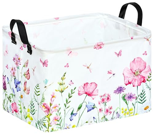 Image of Rectangle Gift Shelf Nursery Storage Basket Laundry Hamper Storage Box and Bins for Home Clothes with Handles