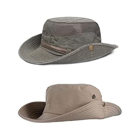 Obling Sun Hat (Dark Green) and Boonie Hats Outdoor Fishing Hat(Beige) Cover