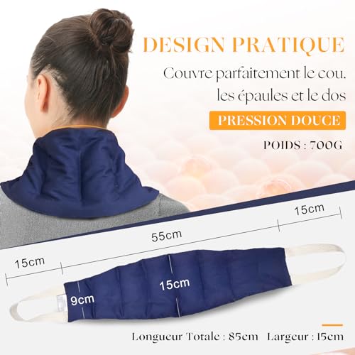 Saco térmico de semillas de lino uncn y núcleos de cerezas para cuello y espalda 4