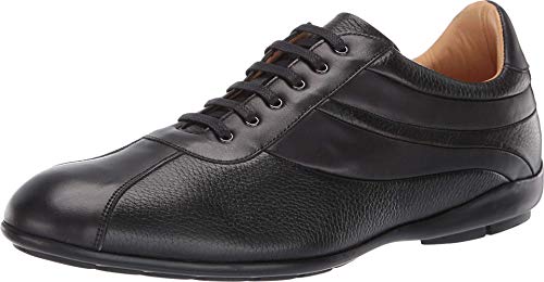 Mezlan Luka Mens Luxury Fashion Sneakers - Supple Deerskin Uppers on a Contoured Rubber Sole - Handcrafted in Spain - Medium Width (10.5, Black)