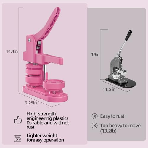 FreeingBAG Button Maker Machine 58mm - (3 Gen) Installation-Free (2.25in) DIY Badge Button Maker Press Machine Badge Punch Press with 100pcs Button Parts Pictures (Pink, 2.25 inch / 58mm) by Freeingbag - Image 6