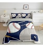 jejeloiu Baseball Comforter Set Twin Size Kids Gaming Sports Comforter for Boys Girls Teens Baseb...