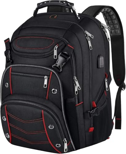 [JoyeeLii] 男女兼用 60L 特大ゲーミングノートパソコンバックバッグ 18.4 ノートパソコン用バックパック USB充電ポート付き TSAフレンドリー フライト承認 RFID盗難防止ポケット 高耐久パック (D)