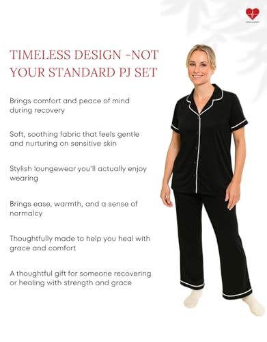 Image of Inspired Comforts Post Surgery Mastectomy Recovery Pajamas Set with Internal Drainage Pockets