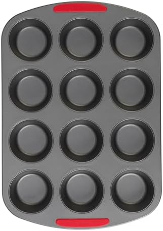 GoodCook MegaGrip 12-Cup Muffin Pan with Silicone Grip Handles Perfect for Cupcakes Durable Heavy-Gauge Steel Construction Scratch-Resistant Nonstick Coating, 15.5x10.5-Inch, Gray - Thumbnail 2