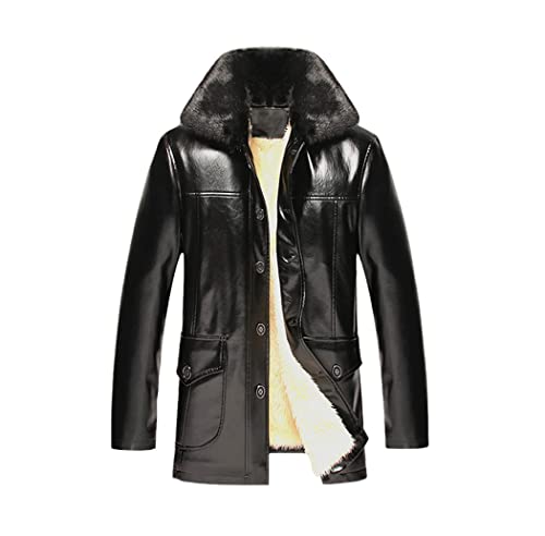 Veste d'hiver en velours chaud homme avec col fourrure amovible Noir taille M